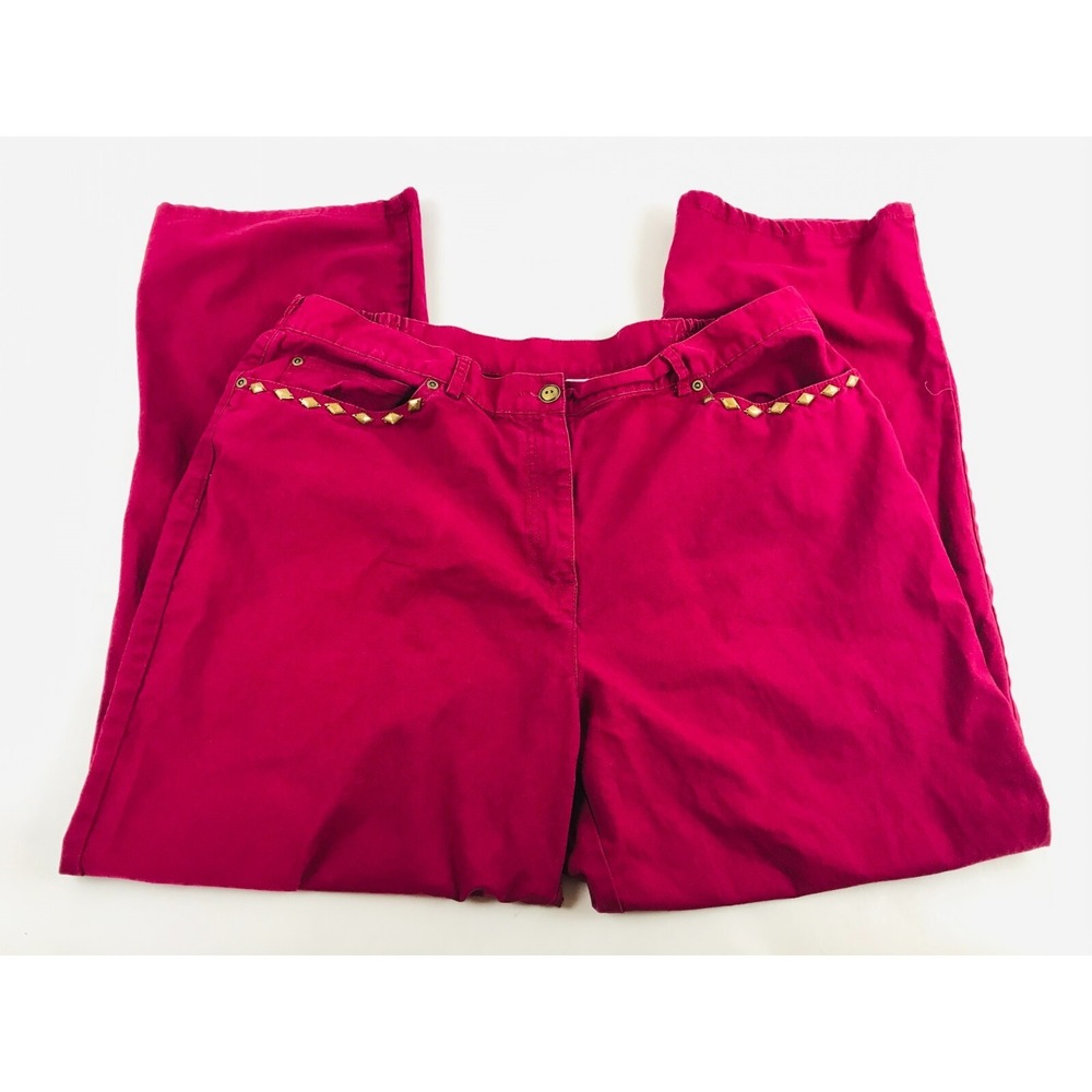 Sapphire Star Pants, Women's Size 16, Burgundy, Casual, Studded Pockets